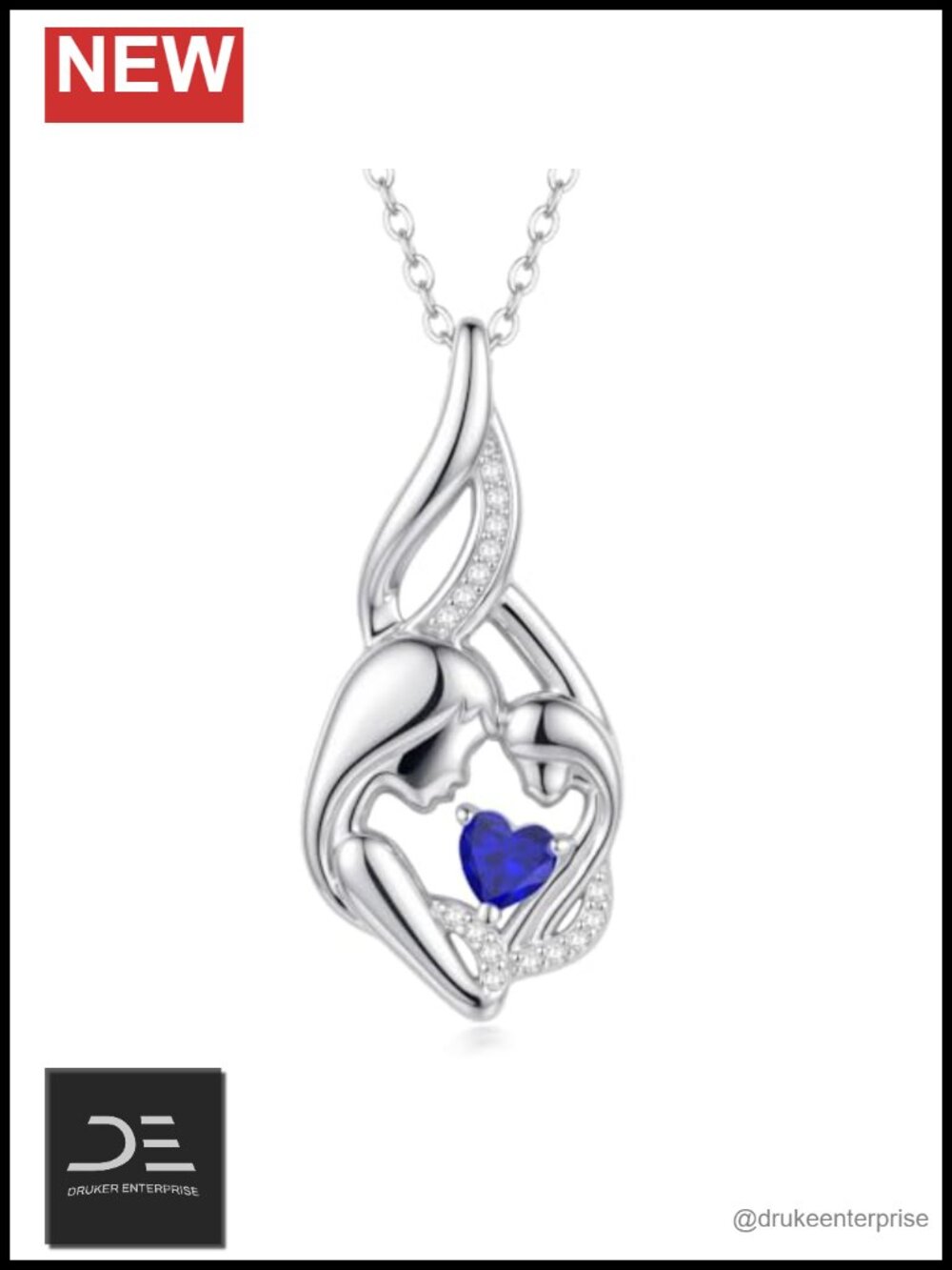 Adjustable Heart Pendant Birthstone Necklace with Cubic Zirconia